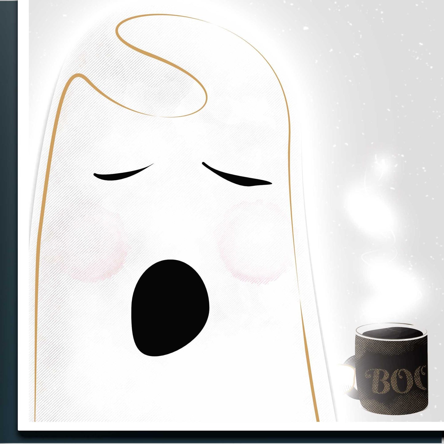 Sleepy Coffee Ghost Print