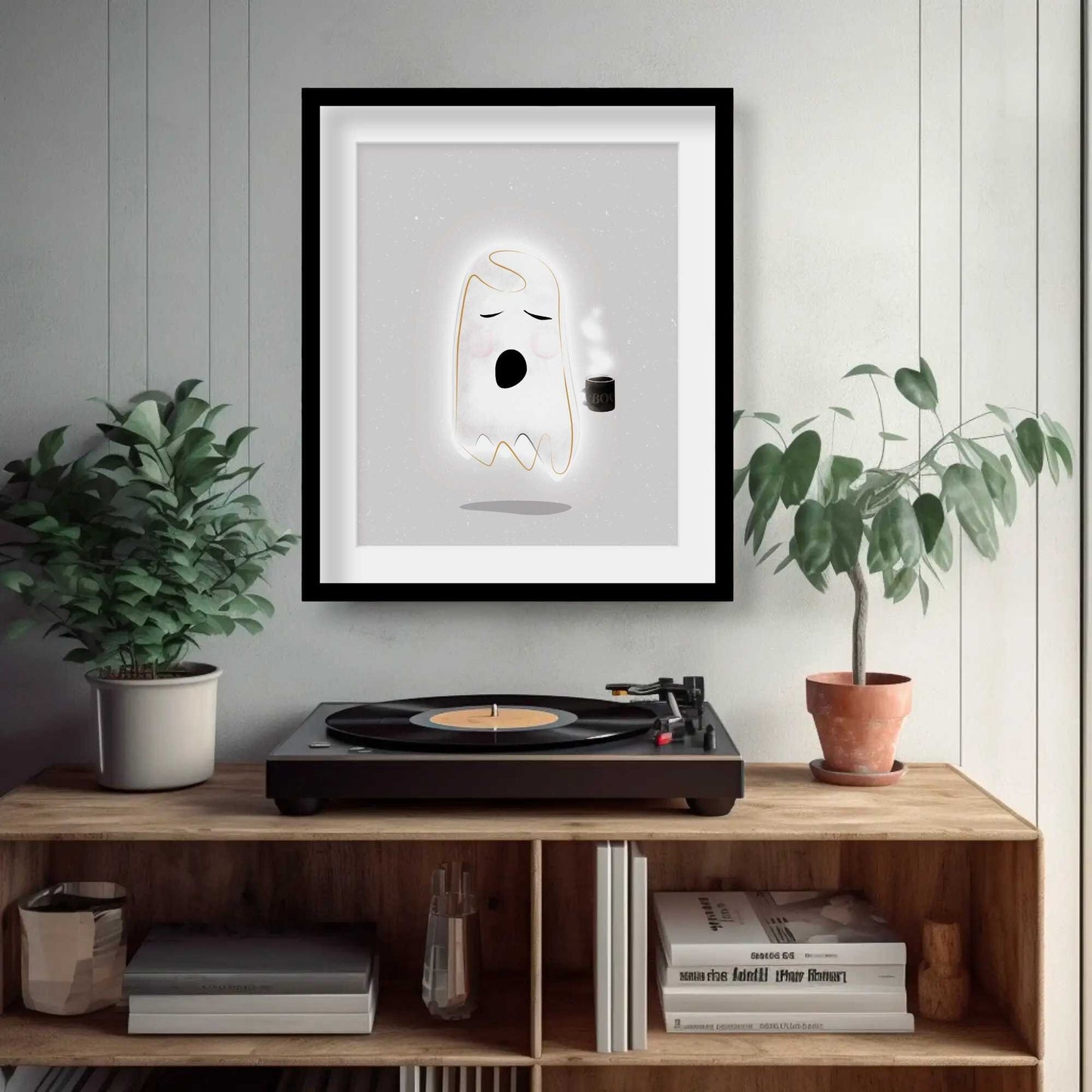 Sleepy Coffee Ghost Print