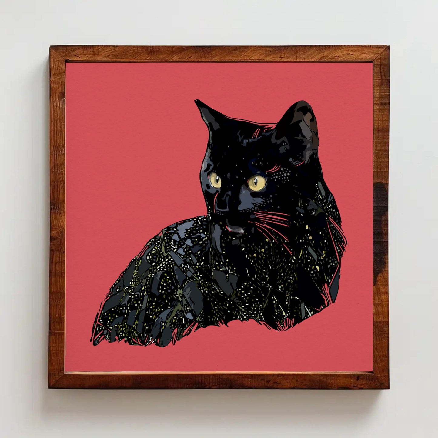Bright Black Cat Print