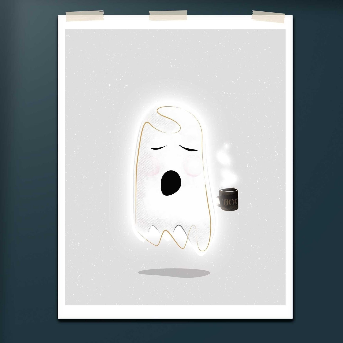 Sleepy Coffee Ghost Print