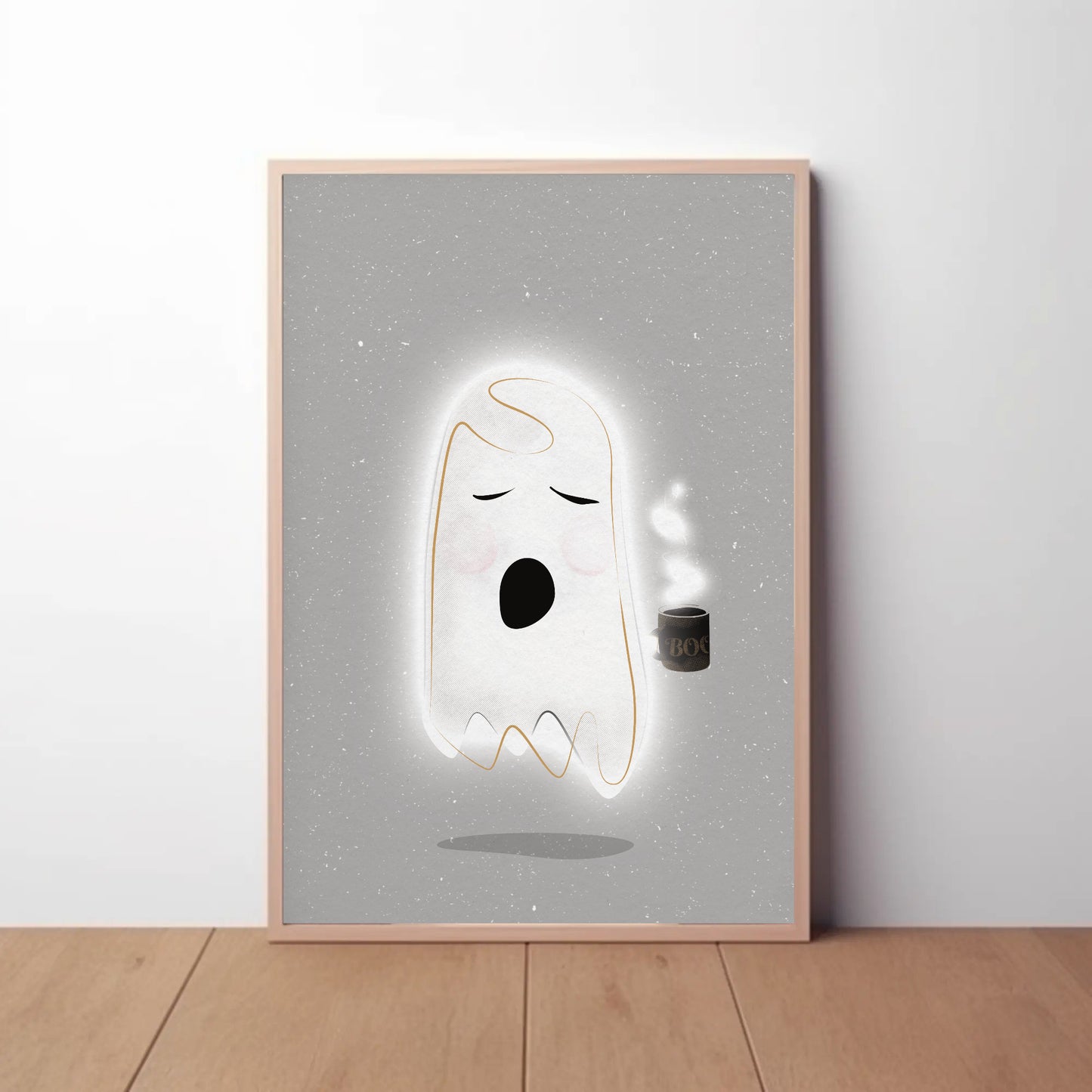 Sleepy Coffee Ghost Print