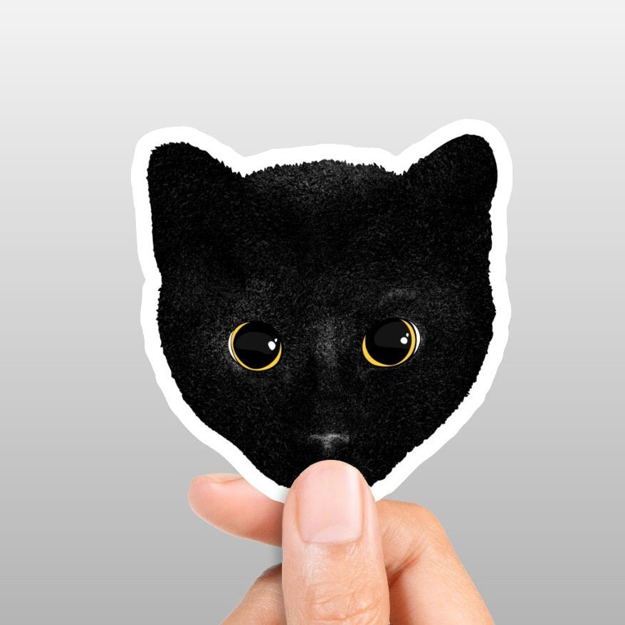 Black Cat Head Sticker