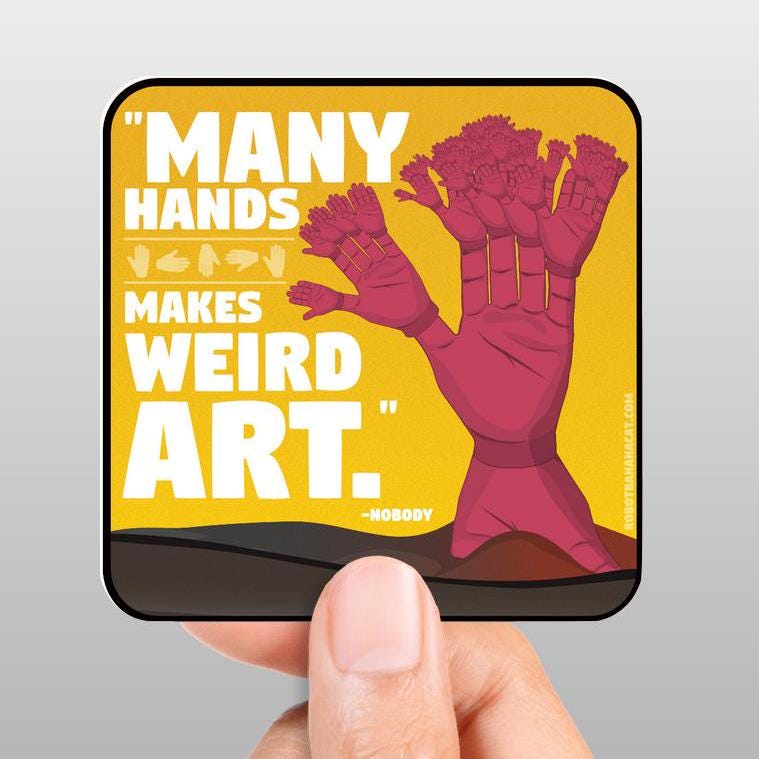 Many Hands Weird Art Sticker