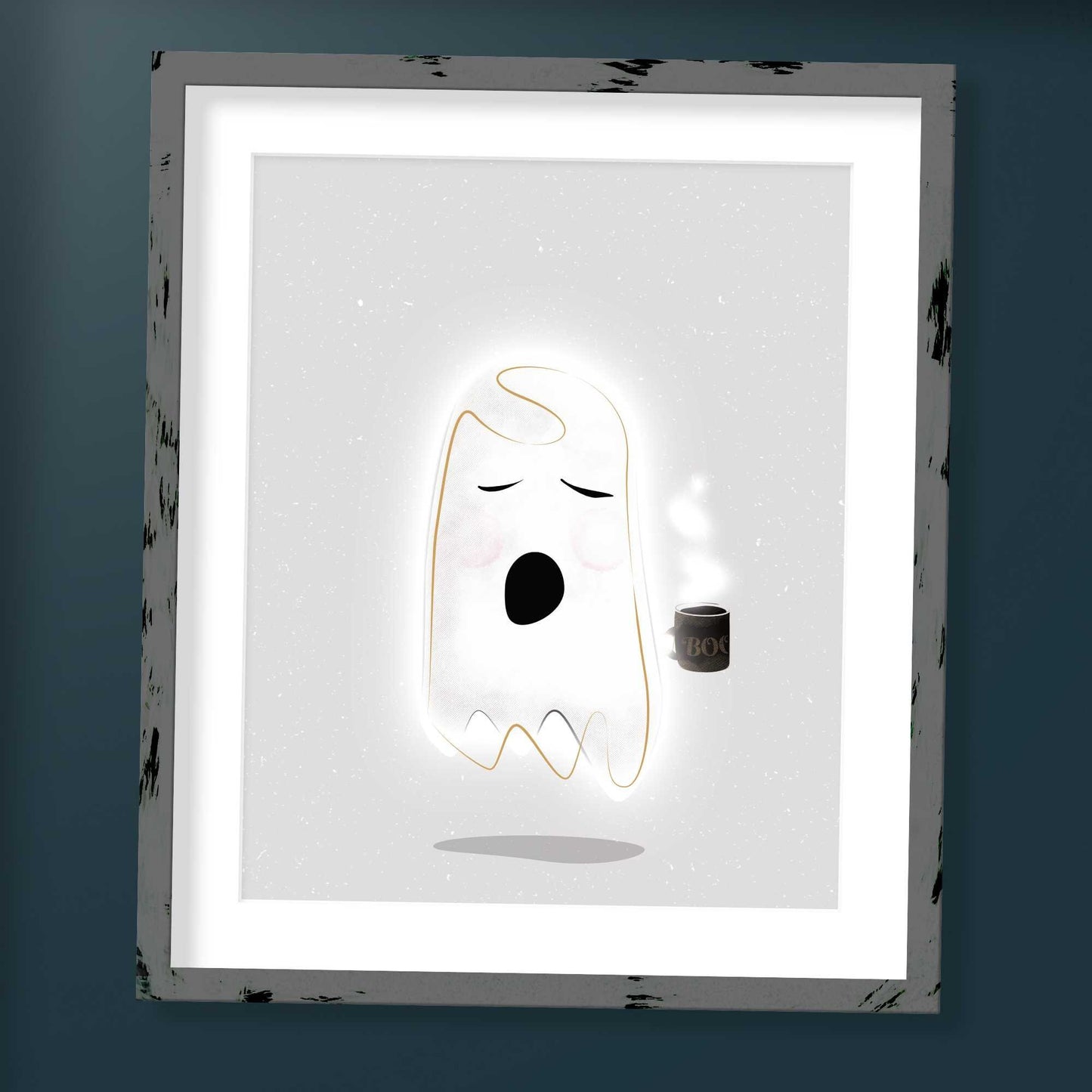 Sleepy Coffee Ghost Print