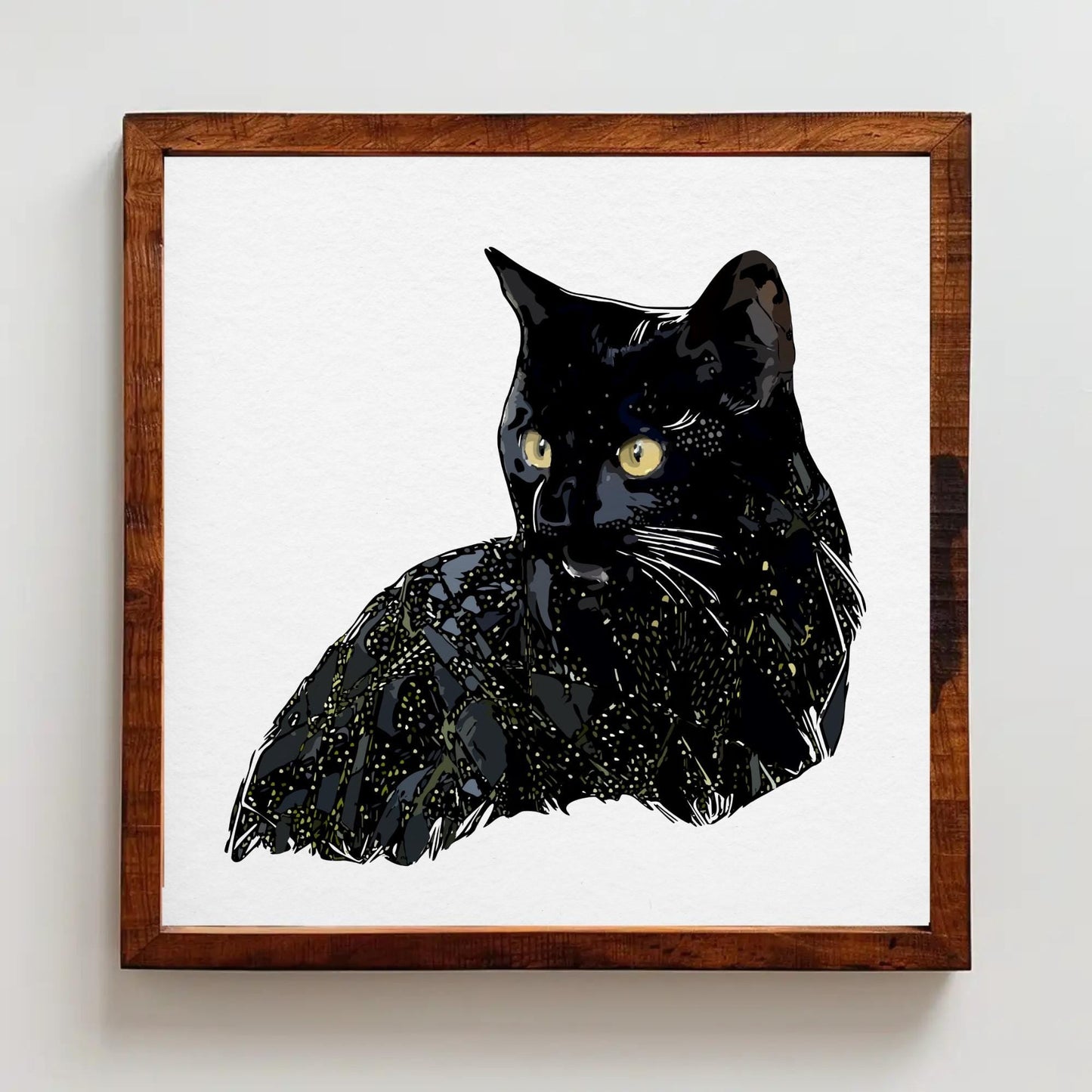 Bright Black Cat Print