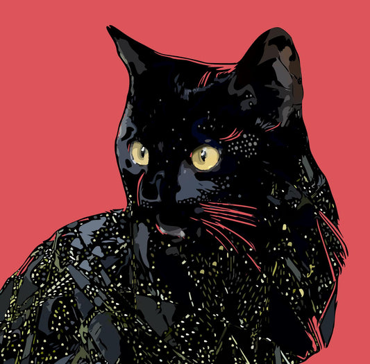 Bright Black Cat Print
