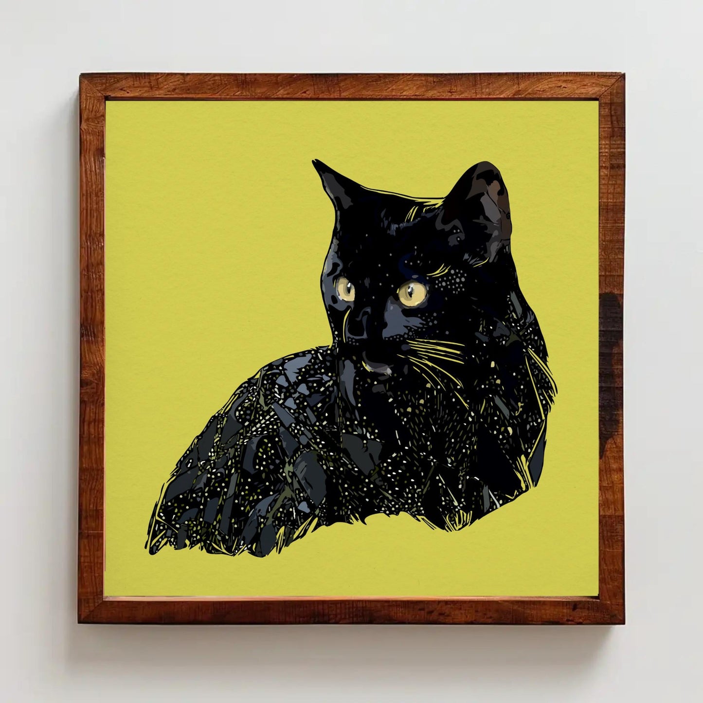 Bright Black Cat Print