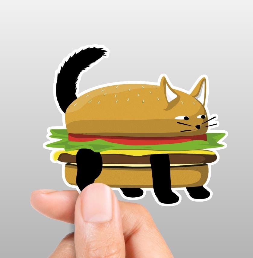 Cheeseburger Cat Sticker