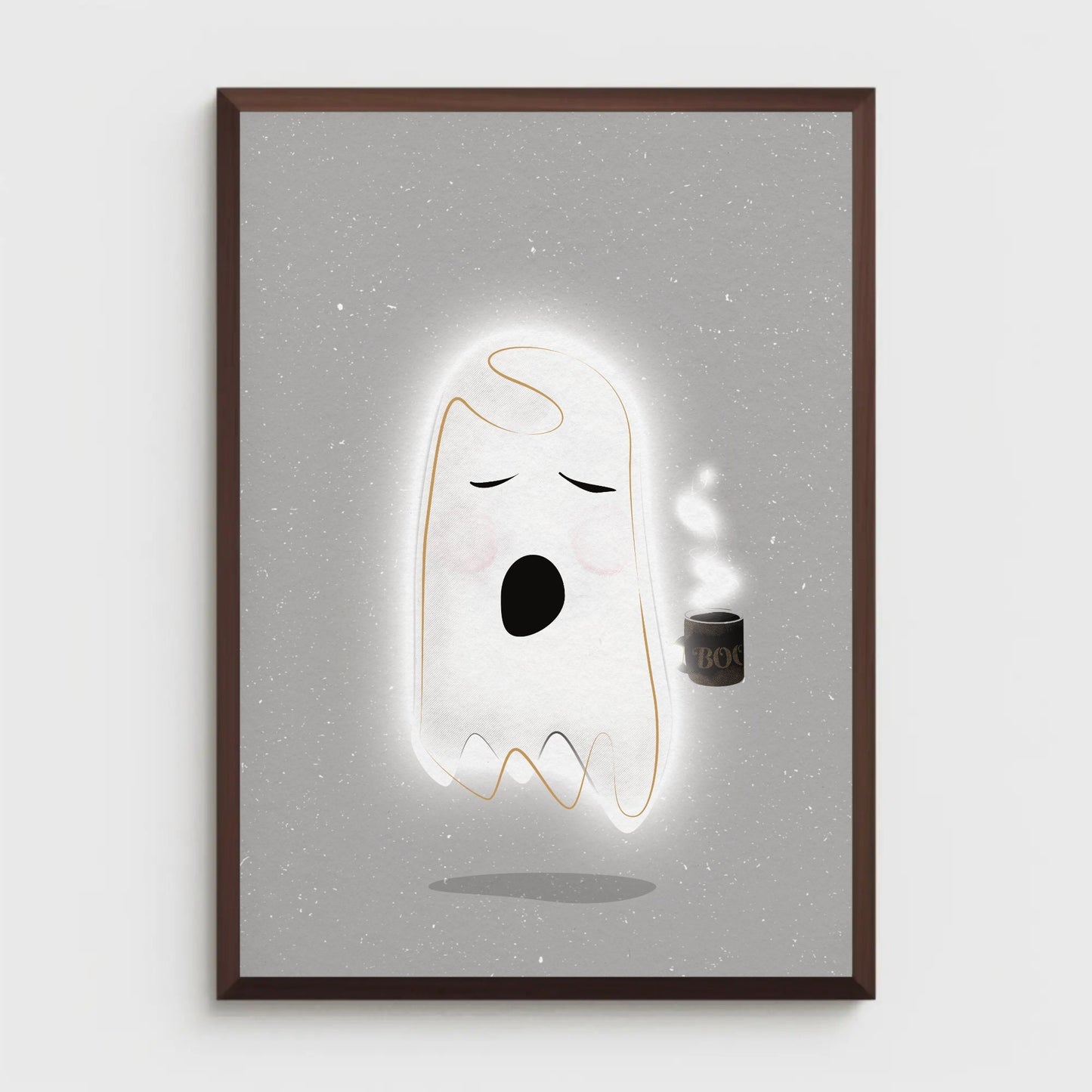 Sleepy Coffee Ghost Print