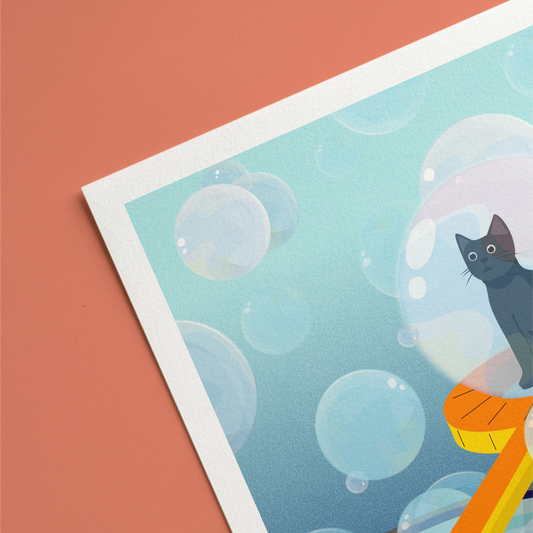 Bubble Wand Cat Print