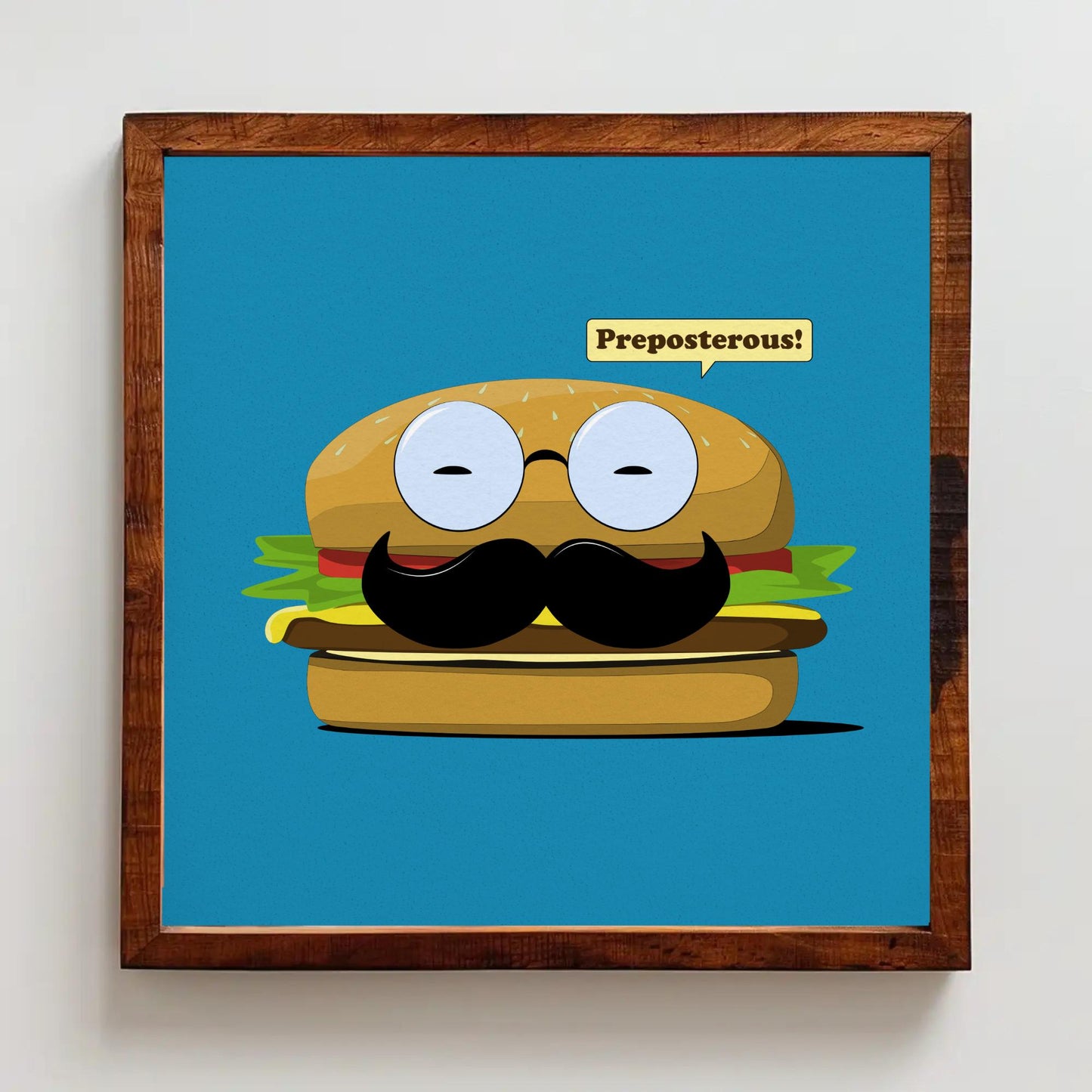 Preposterous! Mustache Cheeseburger Print