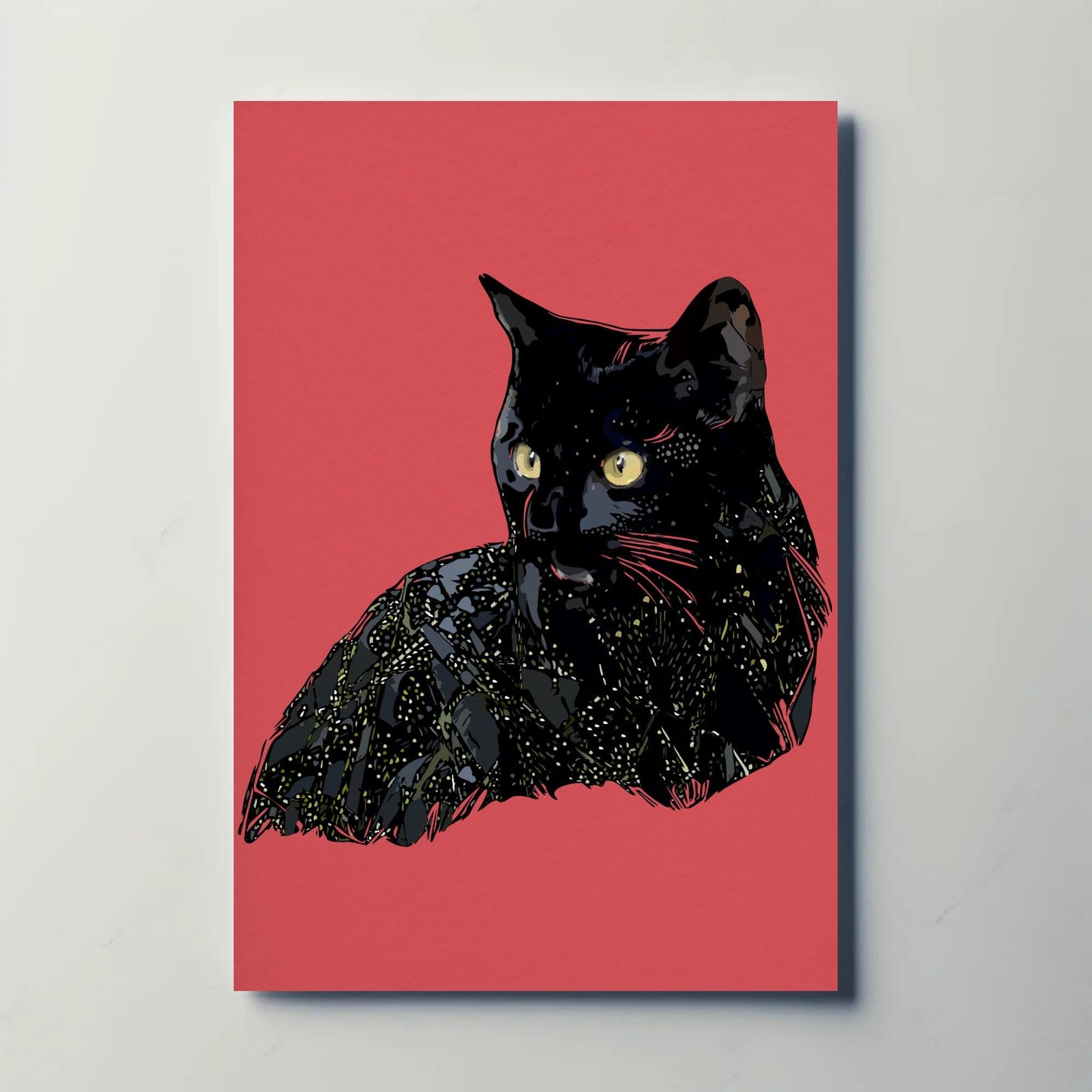 Bright Black Cat Print