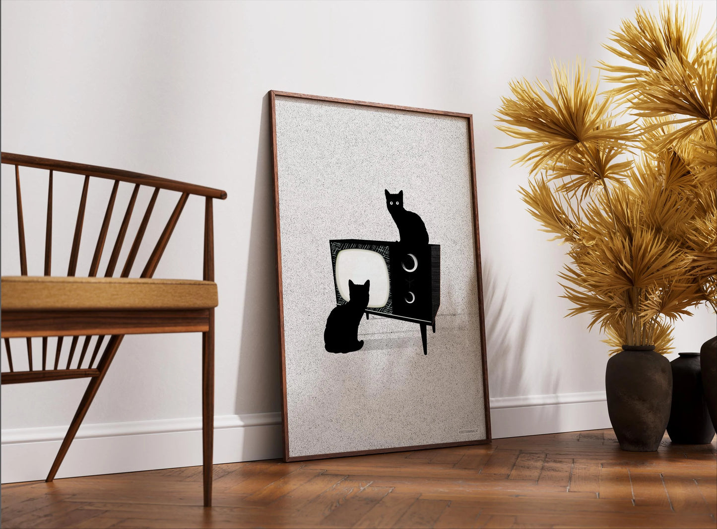 TV Cats Watching You Print