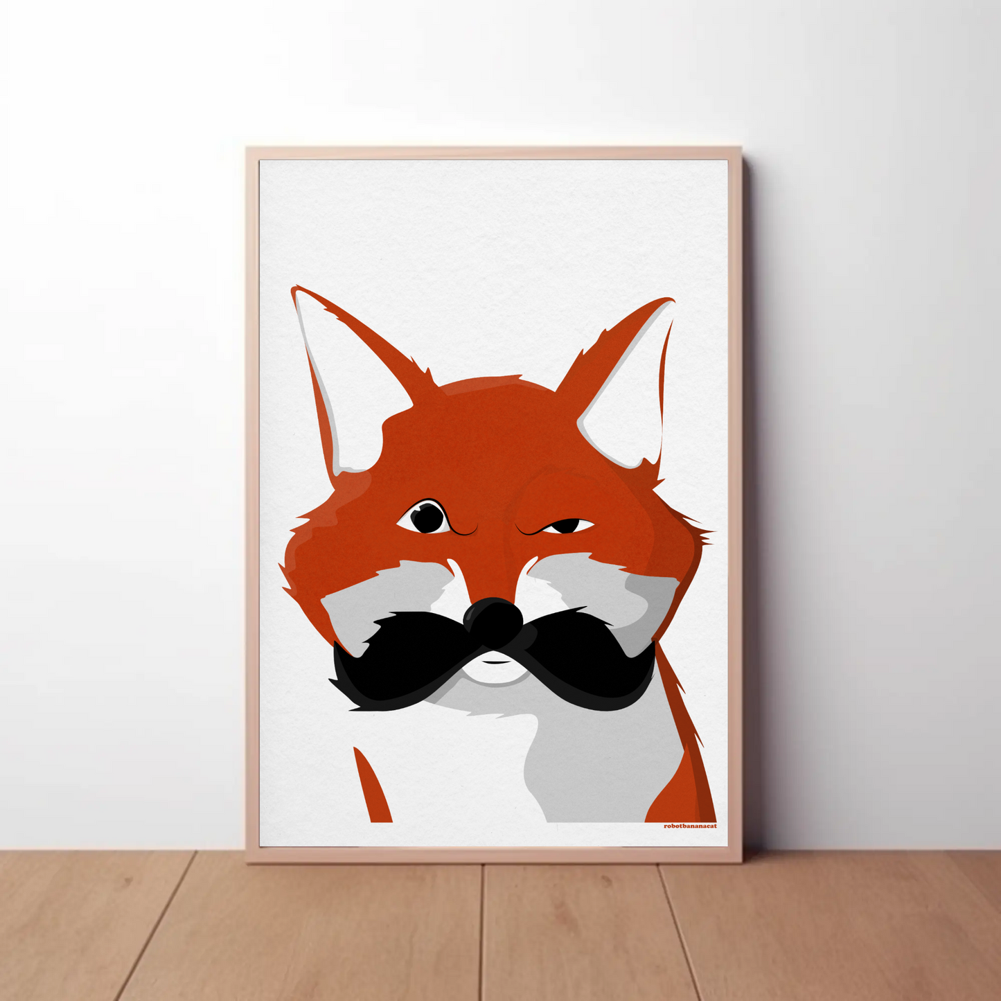 Mustache Fox Print