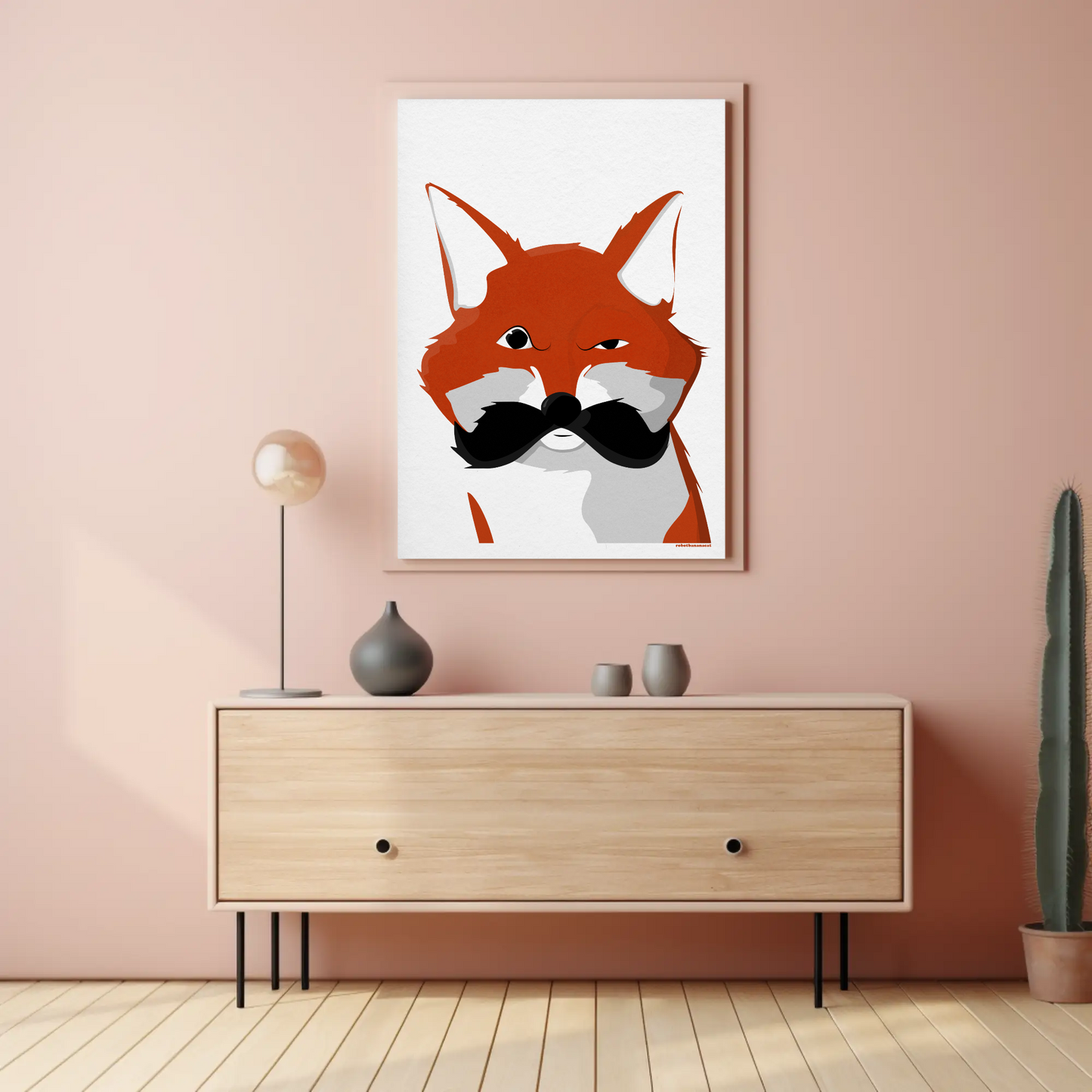 Mustache Fox Print