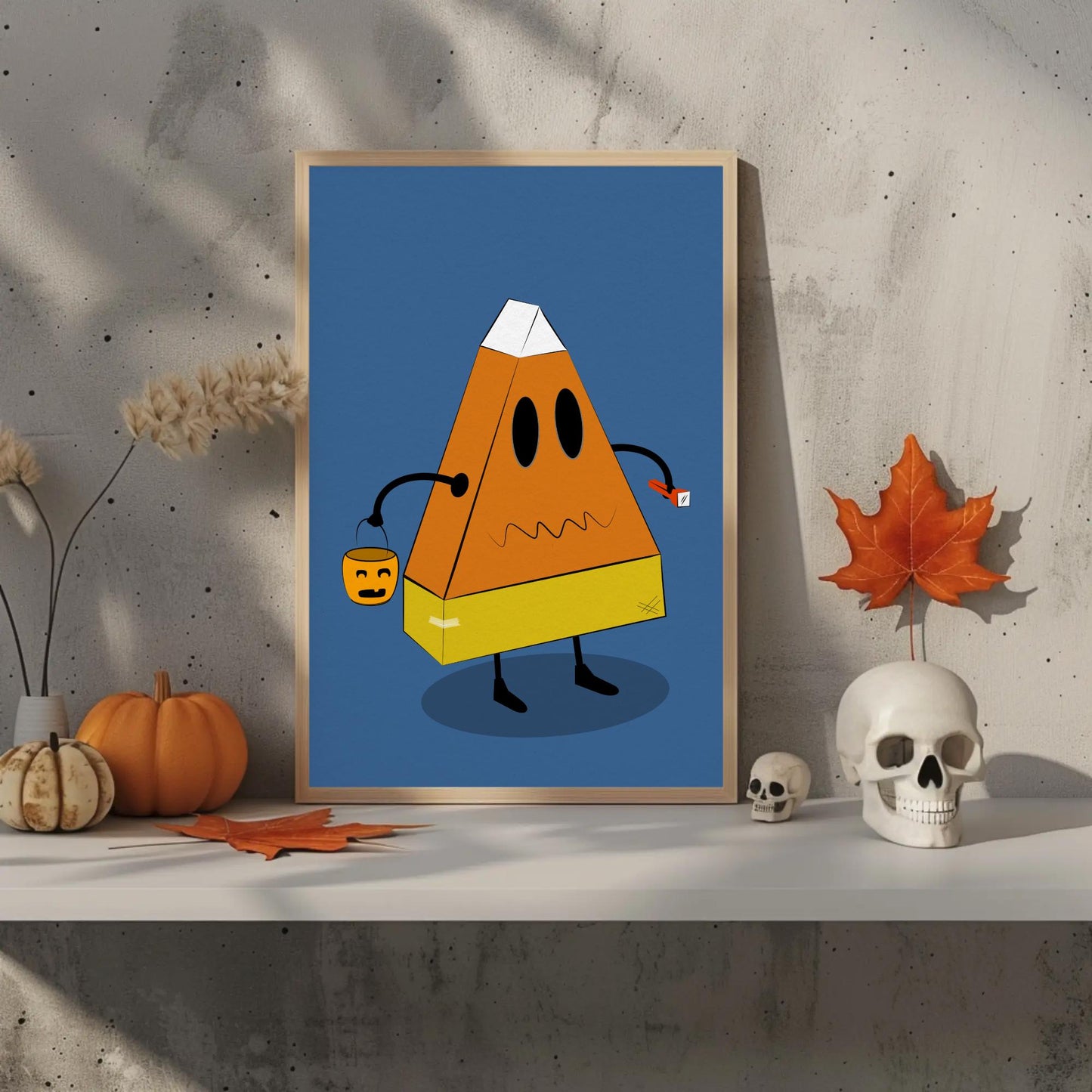 Cardboard Candy Corn Costume - Original Printed Illustration - Fun Halloween Art - Lovely Fall Decor - Unique Printing - Vibrant and Cute