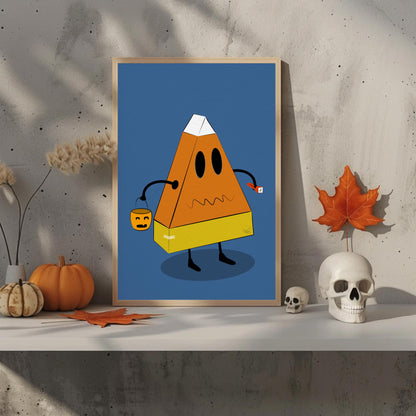 Cardboard Candy Corn Costume - Original Printed Illustration - Fun Halloween Art - Lovely Fall Decor - Unique Printing - Vibrant and Cute