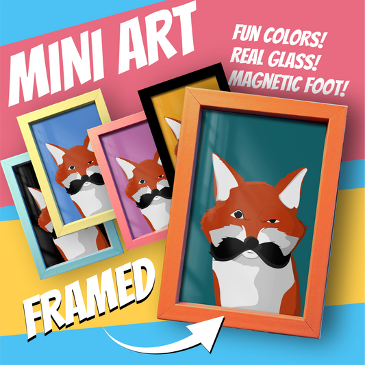 Mustache Fox - Mini Framed Art