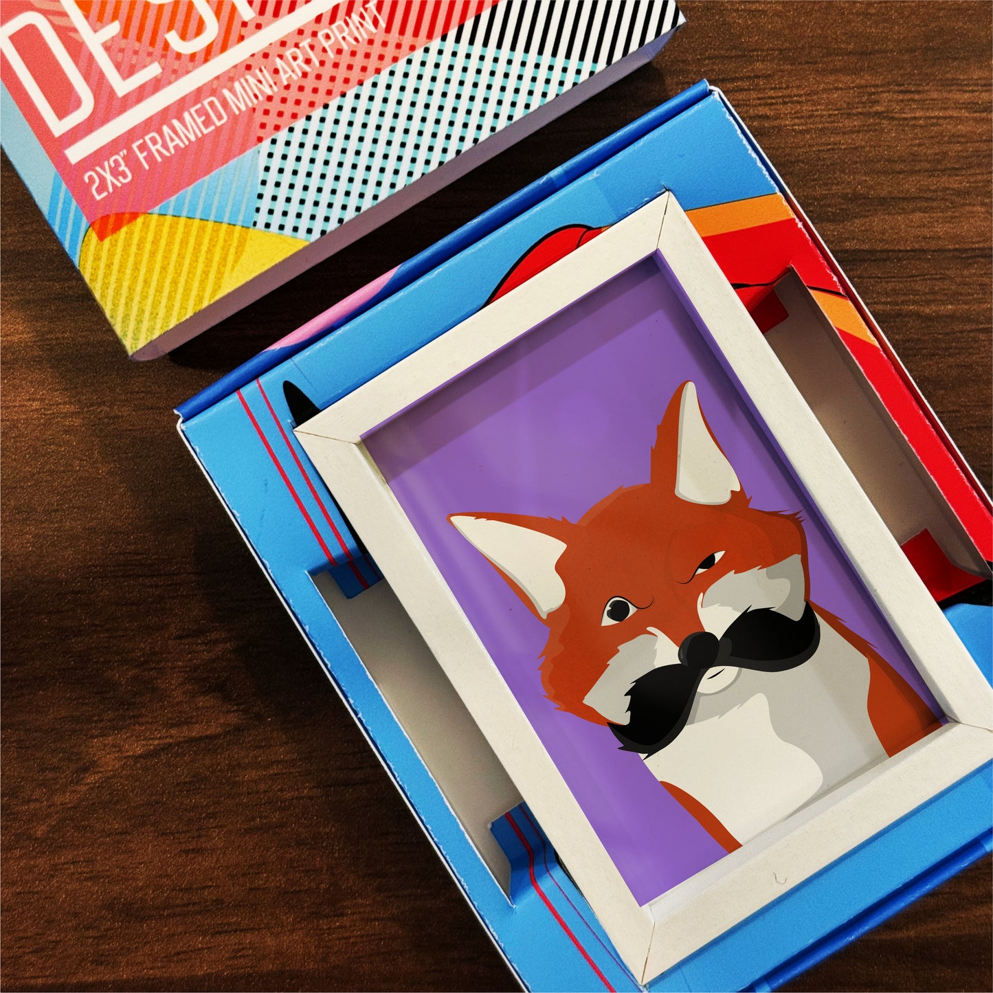 Mustache Fox - Mini Framed Art