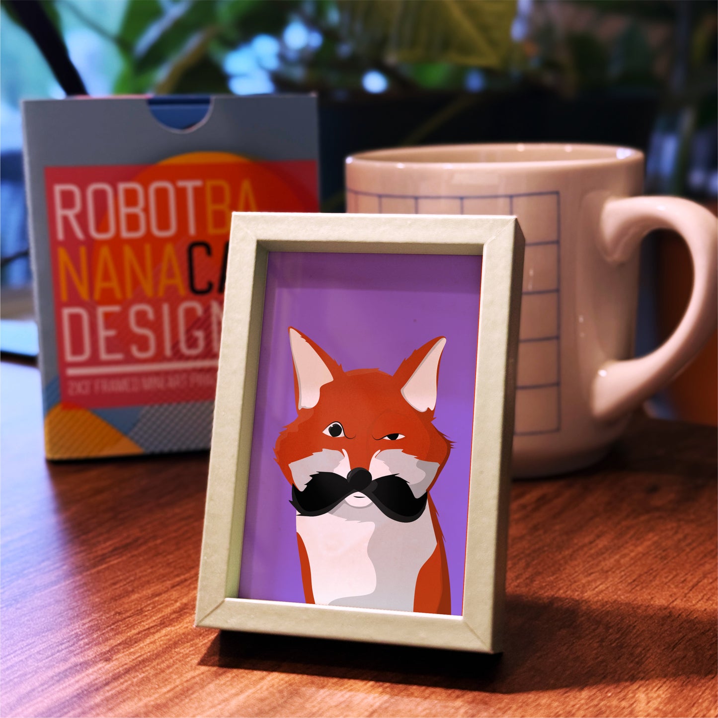 Mustache Fox - Mini Framed Art