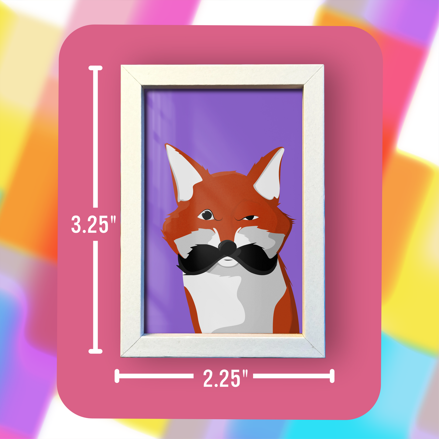 Mustache Fox - Mini Framed Art