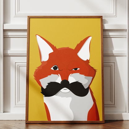 Mustache Fox Print