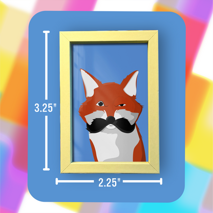 Mustache Fox - Mini Framed Art