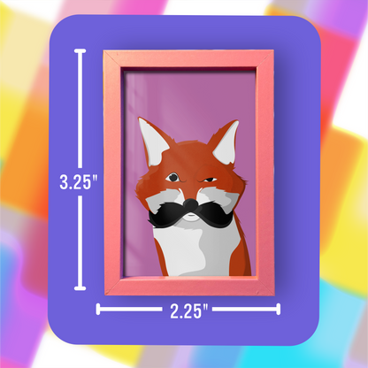 Mustache Fox - Mini Framed Art