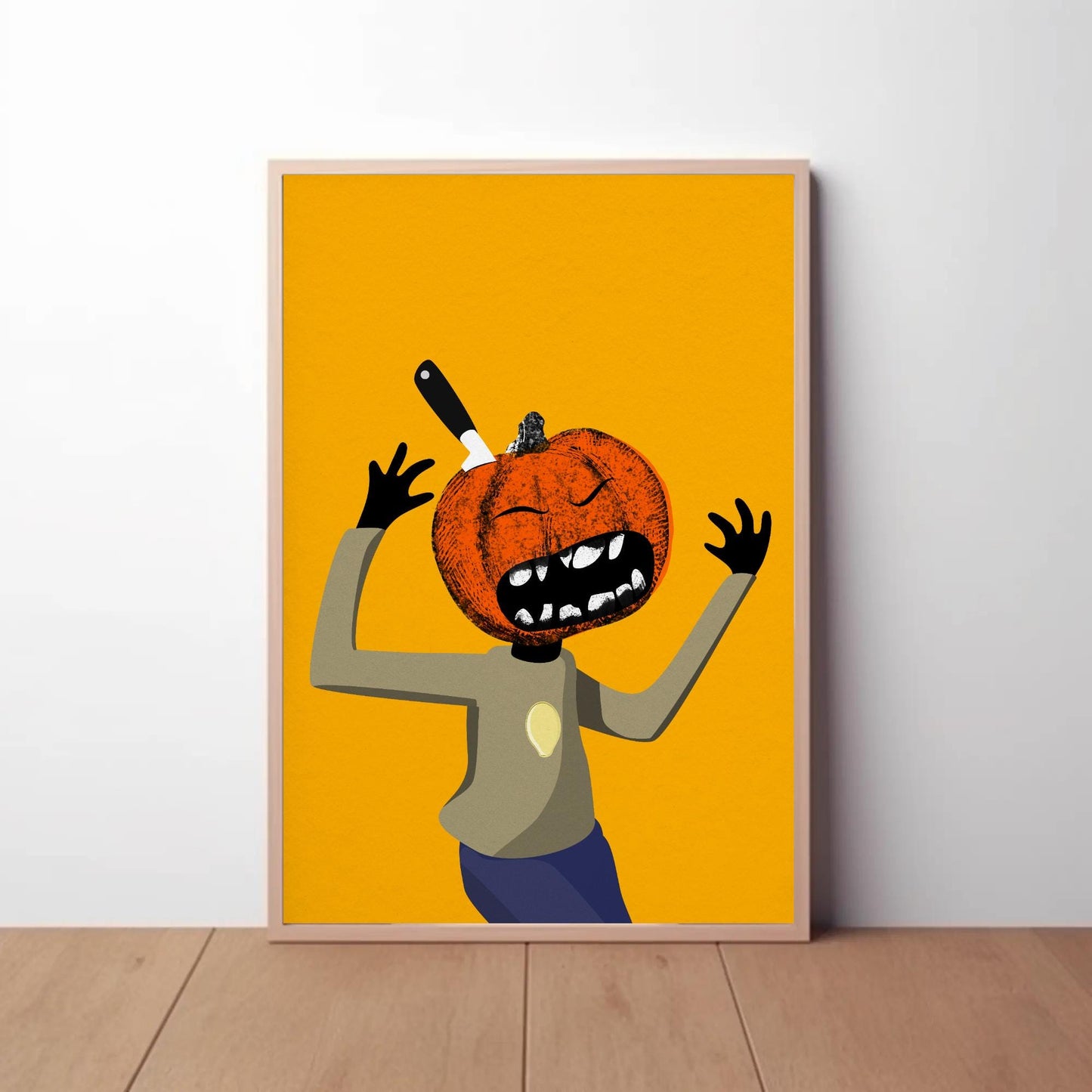 Screaming Pumpkin - Funny Halloween Art - Printed Illustration -Unique
