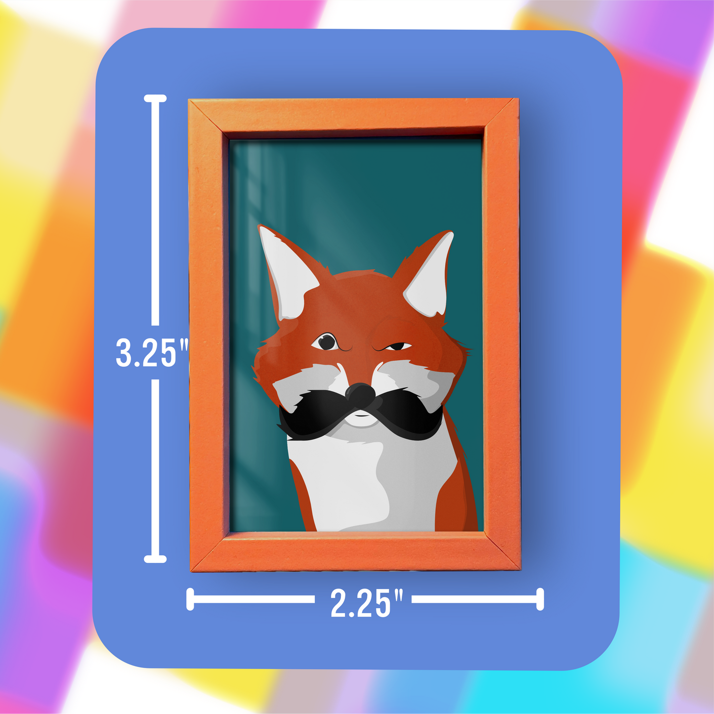 Mustache Fox - Mini Framed Art