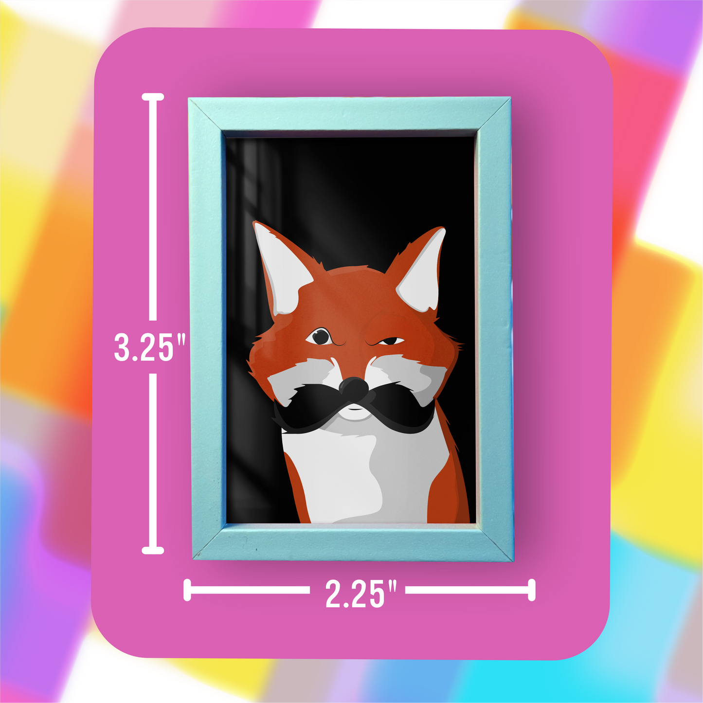 Mustache Fox - Mini Framed Art