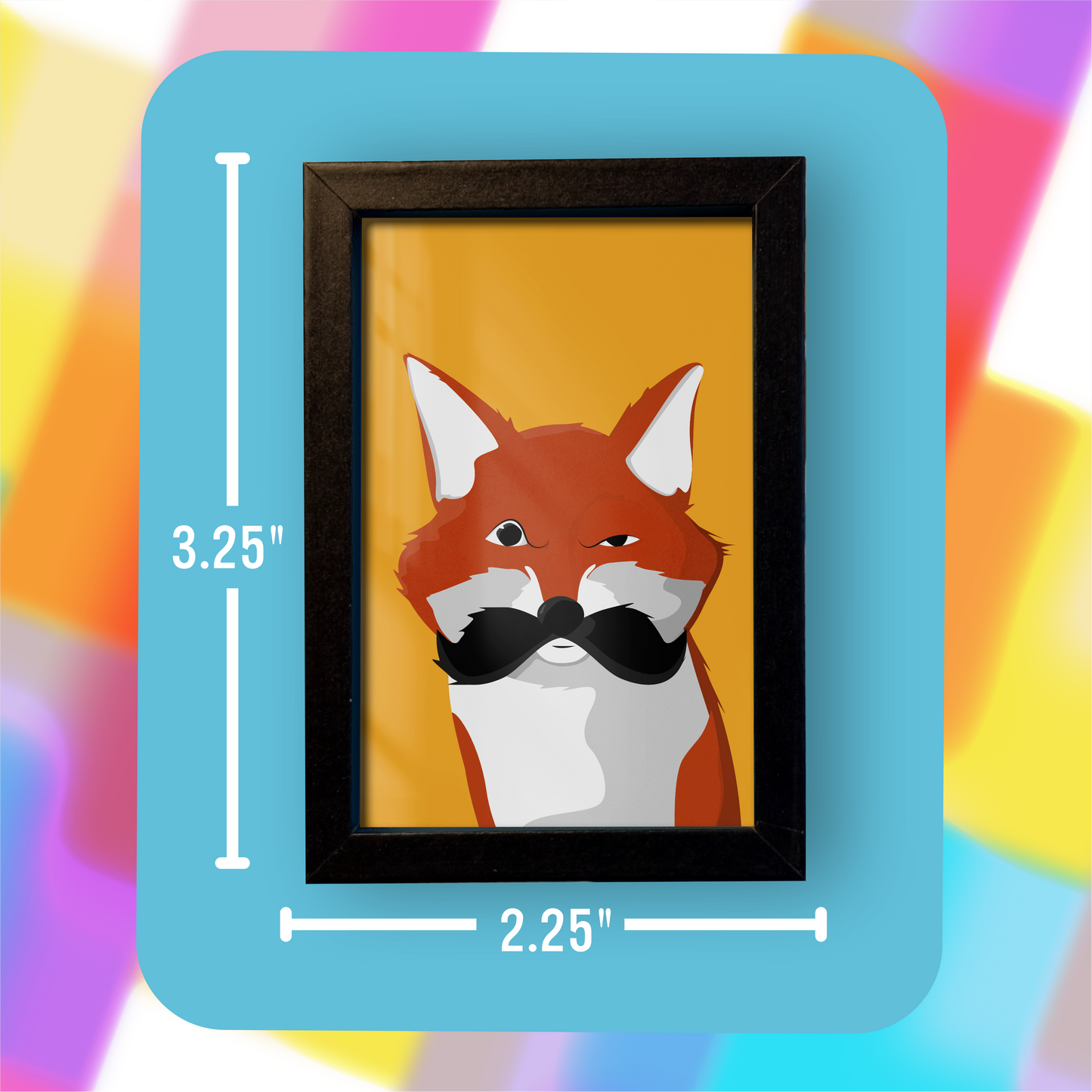 Mustache Fox - Mini Framed Art