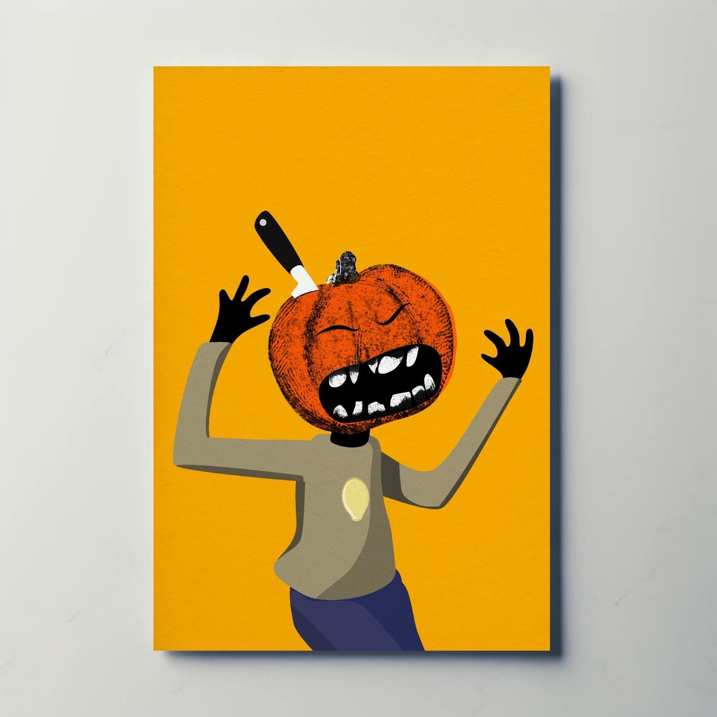 Screaming Pumpkin - Funny Halloween Art - Printed Illustration -Unique