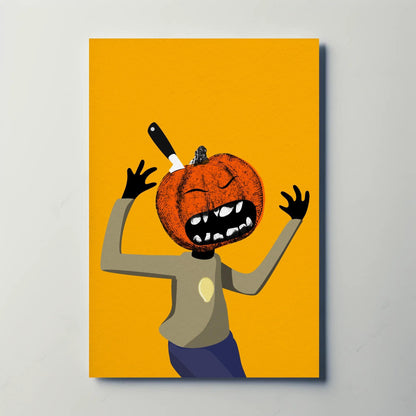 Screaming Pumpkin - Funny Halloween Art - Printed Illustration -Unique