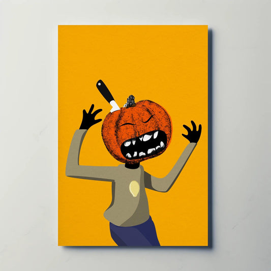 Screaming Pumpkin - Funny Halloween Art - Printed Illustration -Unique