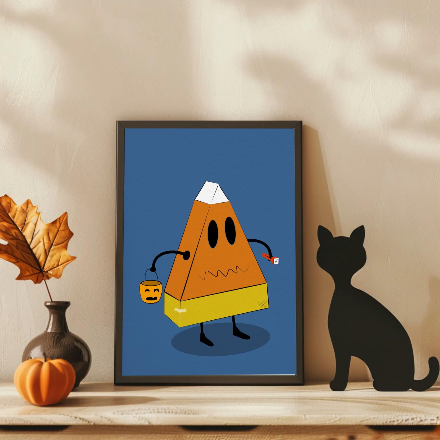 Cardboard Candy Corn Costume - Original Printed Illustration - Fun Halloween Art - Lovely Fall Decor - Unique Printing - Vibrant and Cute