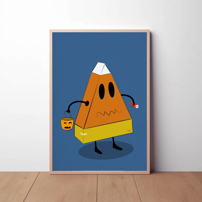 Cardboard Candy Corn Costume - Original Printed Illustration - Fun Halloween Art - Lovely Fall Decor - Unique Printing - Vibrant and Cute