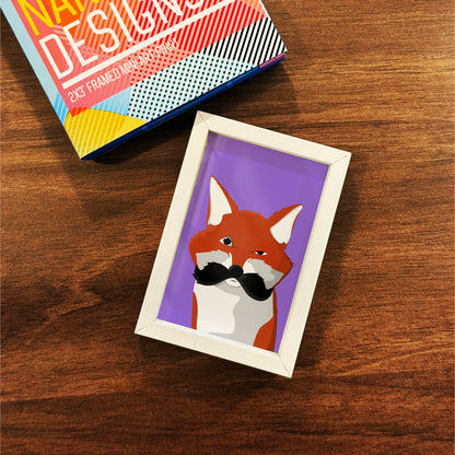 Mustache Fox - Mini Framed Art
