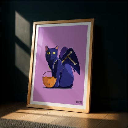 Black Cat Bat Costume Art Print