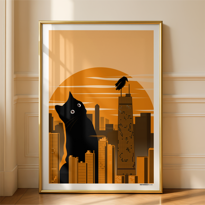 Black Cat Metropolis Print
