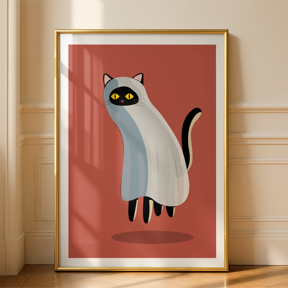Slinky Ghost Cat Print