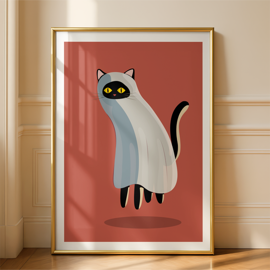 Slinky Ghost Cat Print