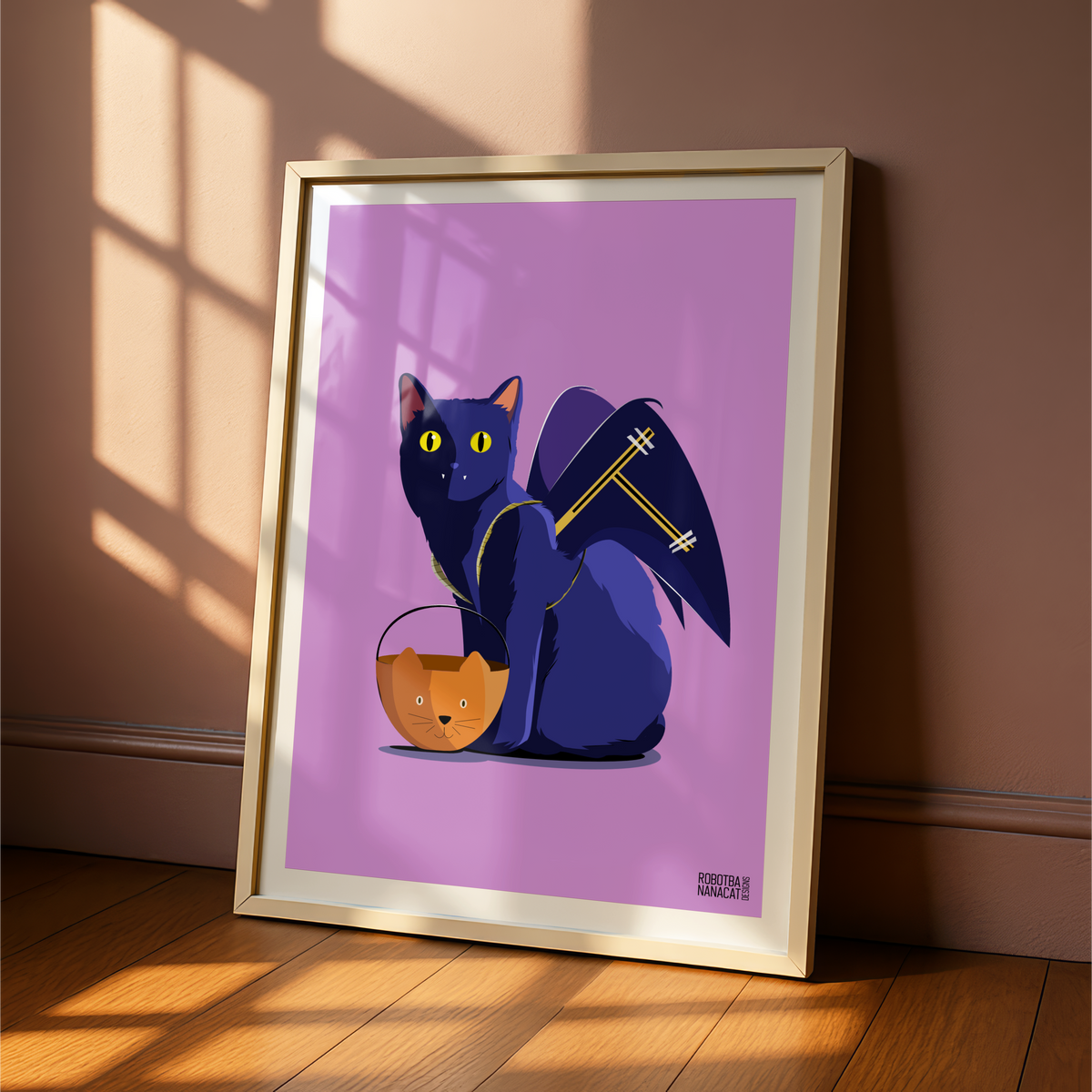 Black Cat Bat Costume Art Print