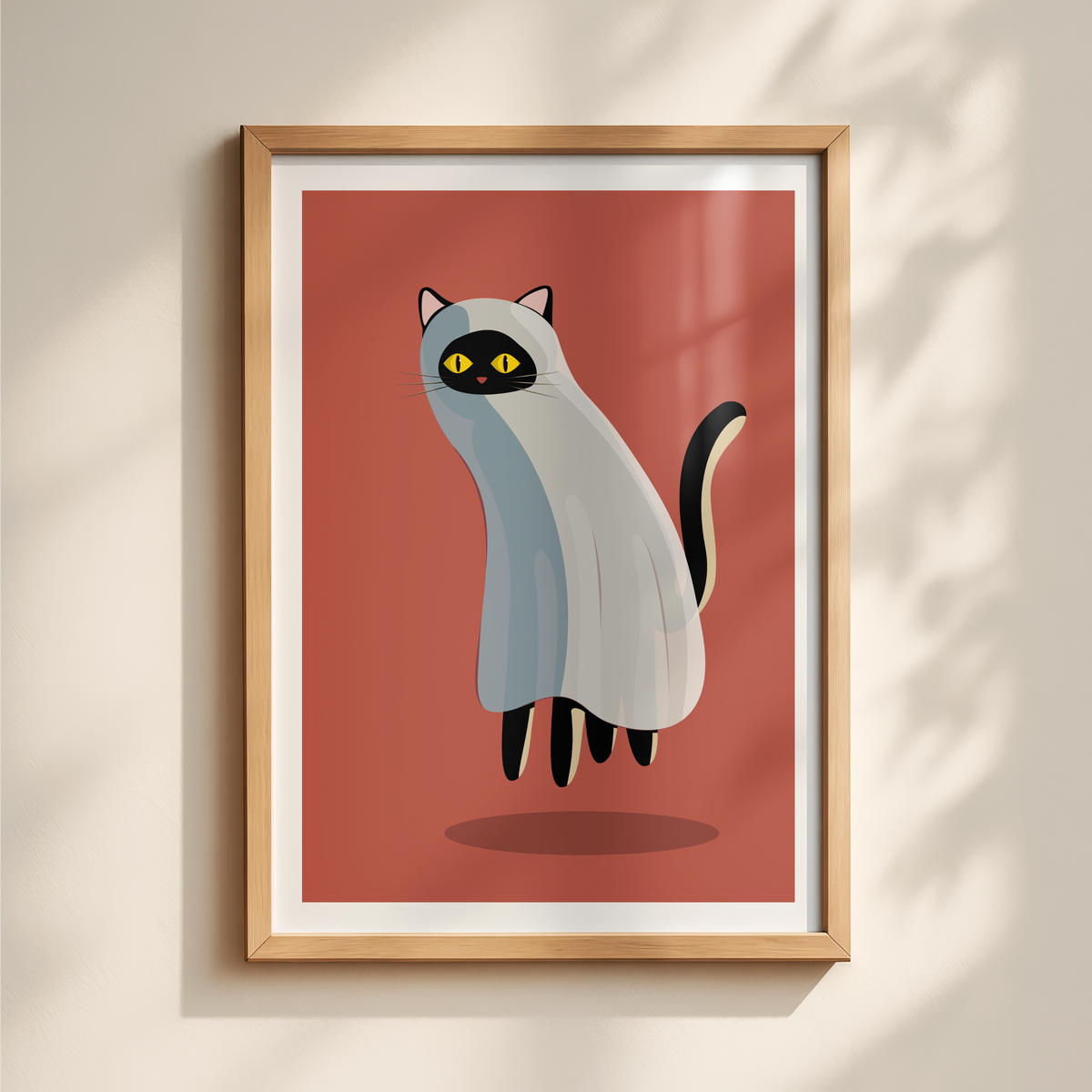 Slinky Ghost Cat Print