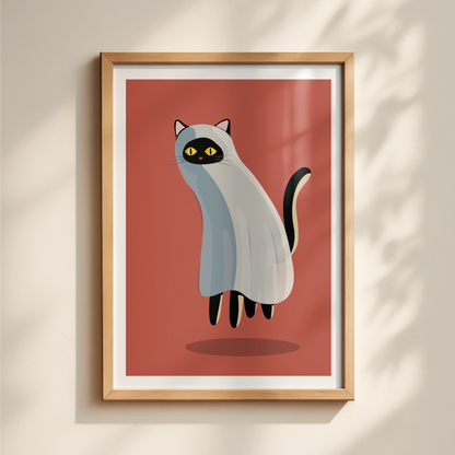Slinky Ghost Cat Print