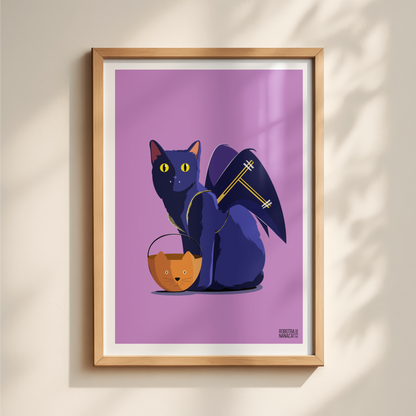 Black Cat Bat Costume Art Print