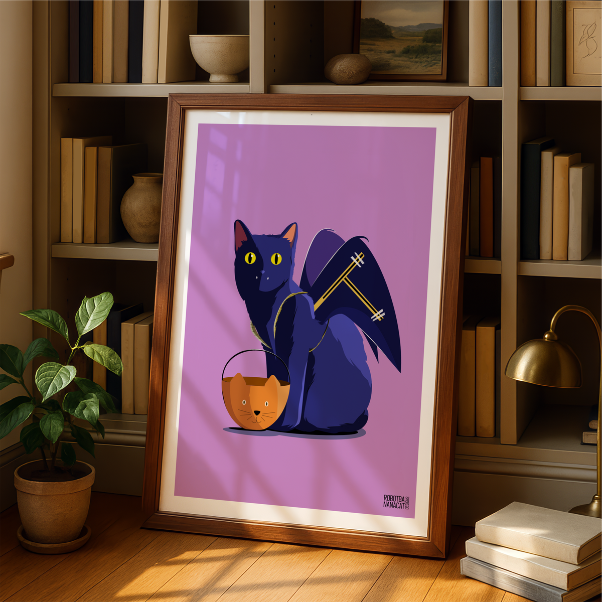 Black Cat Bat Costume Art Print