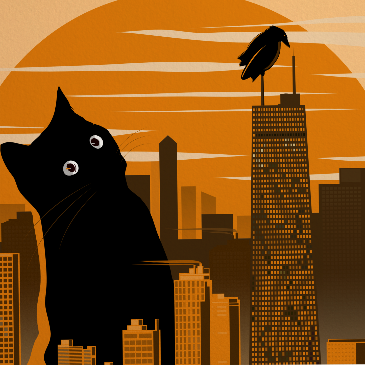 Black Cat Metropolis Print