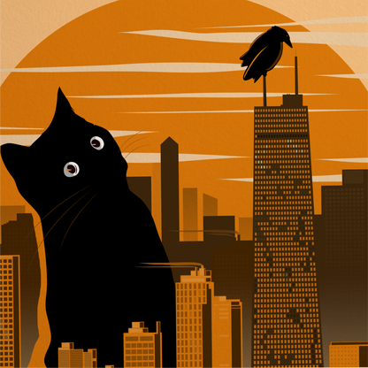 Black Cat Metropolis Print