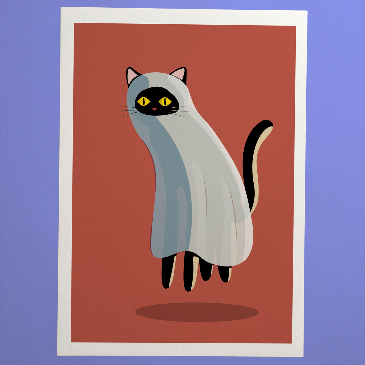 Slinky Ghost Cat Print